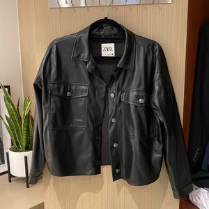 Zara faux leather shacket